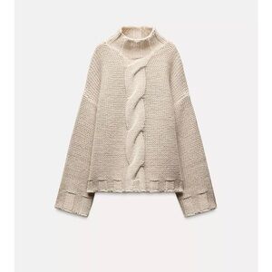 Zara Cream Cowl Neck Sweater with Chunky Knit